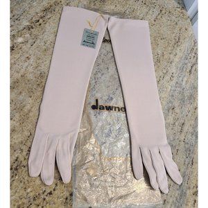 New! Vintage One Size Fits All Stretch Formal Nylon Gloves 15.5" Flesh Pink